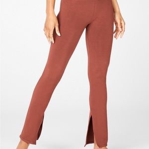 Fabletics Cloud Seamless High-Waisted Pant, Mahogany Rust, Split Seam Flare Yoga